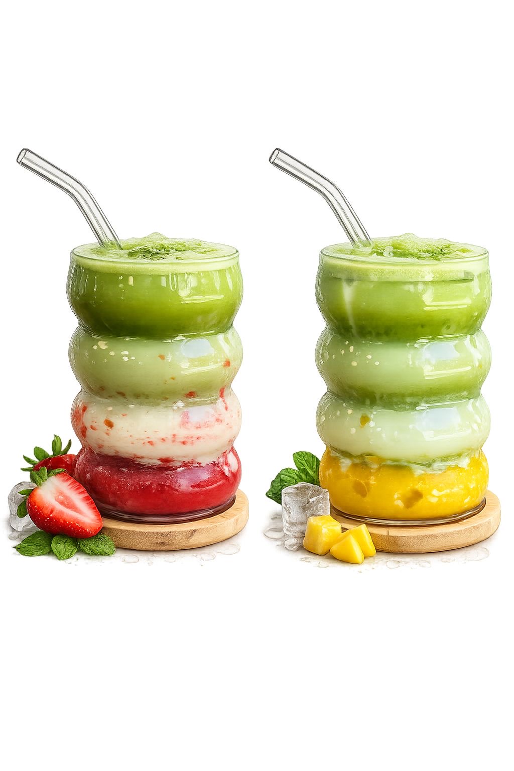 Hausgemachte Smoothies mit Erdbeere und Mango